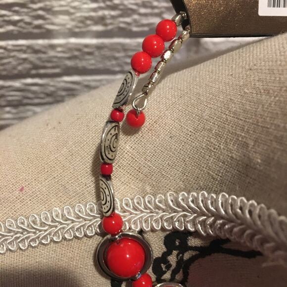 Zevar by Treska Round Necklace Red Silver - Picture 4 of 11